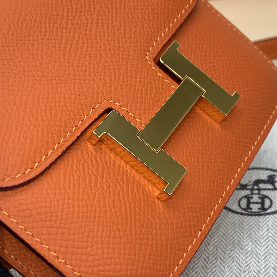 Hermes Constance Slim Wallet Belt Bag In Feu Orange Epsom Leather